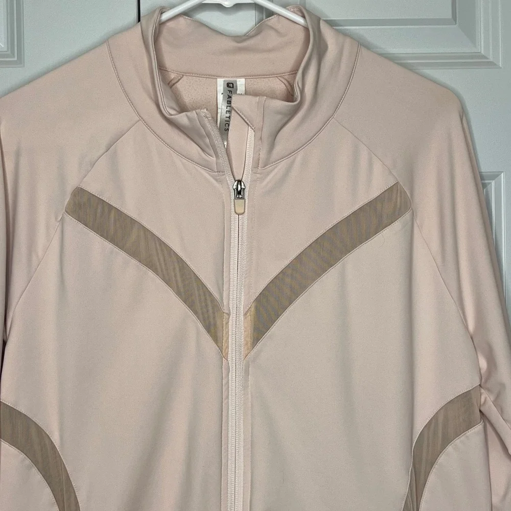 Fabletics Jacket‎ Blush Pink Mesh Panel Zip Activewear XL